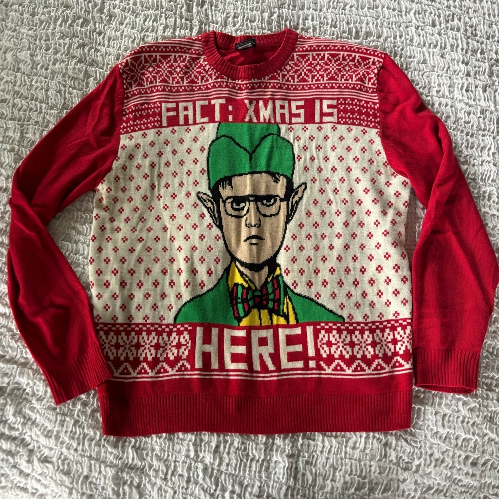 Ugly Christmas sweater Dwight Fact:Xmas is Here size XL